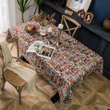 Load image into Gallery viewer, Colorful Jacquard Table Cloth American Tablecloth Double-Sided Pattern Thick Tablecloth Geometric Bohemian Dustproof Table Cloth
