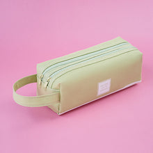 Load image into Gallery viewer, Large Capacity Portable Pencil Case Double-Layer Canvas Multi-Functional Solid Color Pencil Box
