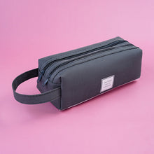 Load image into Gallery viewer, Large Capacity Portable Pencil Case Double-Layer Canvas Multi-Functional Solid Color Pencil Box
