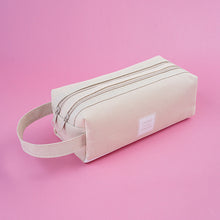 Load image into Gallery viewer, Large Capacity Portable Pencil Case Double-Layer Canvas Multi-Functional Solid Color Pencil Box
