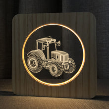 Load image into Gallery viewer, Tractor Shape 3D Led Lamp Solid Wood Frame Acrylic Table Lamp Wooden Handicraft Gift
