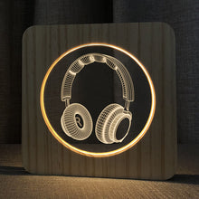 Load image into Gallery viewer, Headset Acrylic Table Lamp Hollow Wooden Decoration Crafts

