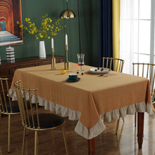 Load image into Gallery viewer, Round Vintage Lotus Edge Tablecloth Washed Pleated Cotton Color Matching Tablecloth Hotel Parents Square Decorative Cloth Cover Towel
