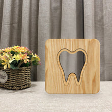 Load image into Gallery viewer, Tooth Shape Wooden Small Night Lamp Crafts Decoration USB Night Light

