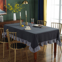 Load image into Gallery viewer, Round Vintage Lotus Edge Tablecloth Washed Pleated Cotton Color Matching Tablecloth Hotel Parents Square Decorative Cloth Cover Towel
