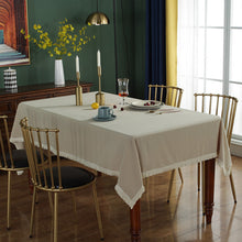 Load image into Gallery viewer, Solid Color Tassel Tablecloth Banquet Table Cloth Washed Cotton Durable Shooting Beautifying Decorative Tablecloth
