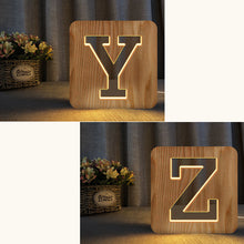 Load image into Gallery viewer, Letter Shape Hollow Carved Wooden Lamp Wooden Atmosphere Table Lamp
