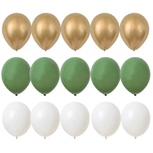 Load image into Gallery viewer, 15/20PCS 10inch Balloon Kit Retro Green White Gold Balls Birthday Wedding Anniversary Jungle Summer Party Decor Home Supplies
