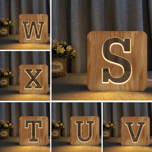Load image into Gallery viewer, Letter Shape Hollow Carved Wooden Lamp Wooden Atmosphere Table Lamp

