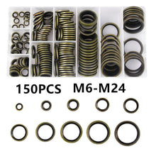 Load image into Gallery viewer, 150PCS M6-M24 High Pressure Hydraulic Pipe Seal Pad Rubber Metal Shim Seal Gasket High Temperature Pipeline Valve O-ring Gasket
