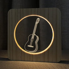 Load image into Gallery viewer, Musical Instrument Guitar Solid Wood Frame Acrylic Night Light Creative Photo Frame Lamp Decoration Ornaments Bedside Lamp
