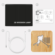 Load image into Gallery viewer, Sports Ice Hockey Wooden Lamp LED Solid Wood Table Lamp Bedroom Night Light
