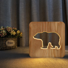 Load image into Gallery viewer, Polar Bear Wooden Lamp Children's Bedroom Decoration Bedside Lamp Creative Animal Wooden Table Lamp
