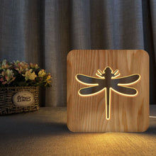 Load image into Gallery viewer, Dragonfly Wooden Lamp Animal Creative Decorative Table Lamp Gift 3D Small Night Lamp
