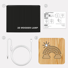 Load image into Gallery viewer, Rainbow Wooden Small Night Lamp Hollow Shape Bedroom Bedside Lamp Home Gift
