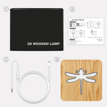 Load image into Gallery viewer, Dragonfly Wooden Lamp Animal Creative Decorative Table Lamp Gift 3D Small Night Lamp
