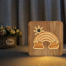 Load image into Gallery viewer, Rainbow Wooden Small Night Lamp Hollow Shape Bedroom Bedside Lamp Home Gift
