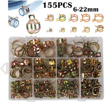 Load image into Gallery viewer, 155PCS 6-22mm Car &amp; Truck Spring Clips Fuel Oil Water Hose Clip Pipe Tube Clamp Fastener Assortment Kit

