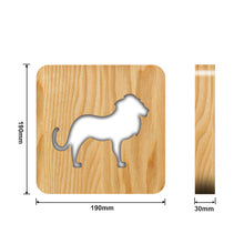 Load image into Gallery viewer, Creative Animal 3D Wooden Small Night Lamp Lion Shape Solid Wood LED Light Holiday Gift Lamp

