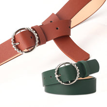 Load image into Gallery viewer, Jeans Pu Belt Fashion round Buckle Pattern All-Match Dress Decorative Belt
