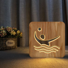 Load image into Gallery viewer, Water Volleyball Shape Solid Wood Table Lamp Wooden Table Lamp Children Bedroom Light
