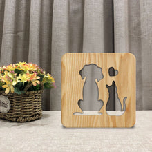 Load image into Gallery viewer, Dogs and Cats Love Creative Wooden Lamp 3D Decorative Night Light Animal Lamp
