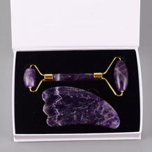 Load image into Gallery viewer, Pink Crystal Massage Roller Scraping Plate Set Eye Massage Stick Jade Roller Massager
