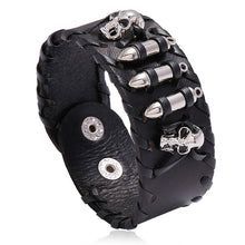 Load image into Gallery viewer, Cattle Leather Bracelet Unique Hipster Motorcycle Ornament Skull Leather Bracelet
