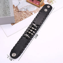 Load image into Gallery viewer, Cattle Leather Bracelet Unique Hipster Motorcycle Ornament Skull Leather Bracelet
