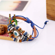 Load image into Gallery viewer, Popular Ornament New Beaded Eyes Cattle Leather Bracelet Pull-out Adjustable Couple Leather Bracelet
