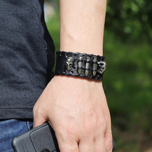 Load image into Gallery viewer, Cattle Leather Bracelet Unique Hipster Motorcycle Ornament Skull Leather Bracelet
