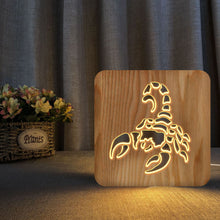 Load image into Gallery viewer, 3D wooden night light Room light Creative scorpion Children's gift Decorative light
