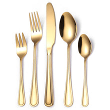 Load image into Gallery viewer, Tableware Set Five-Piece Set Creative Western Food Steak Knife, Fork and Spoon Gold Stainless Steel Knife and Forks
