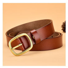 Load image into Gallery viewer, Genuine Leather Belt Women's Korean-Style All-Match round Pin Buckle with Jeans Belt Pants Belt
