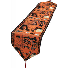 Load image into Gallery viewer, C Halloween Table Runner Linen Decorative Tablecloth With Tassels Party Home Table Decor LC680
