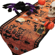 Load image into Gallery viewer, C Halloween Table Runner Linen Decorative Tablecloth With Tassels Party Home Table Decor LC680
