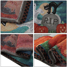 Load image into Gallery viewer, D Halloween Table Runner Linen Decorative Tablecloth With Tassels Party Home Table Decor LC681
