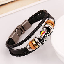Load image into Gallery viewer, Punk Braided Leather Bracelet Simple Multi-Layer Ghost Head a Pair of Buckles Bracelet
