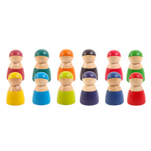 Load image into Gallery viewer, 12-Color Wooden Rainbow Villain Children's Early Education Puzzle Character Color Recognition Creative Building Blocks Toy
