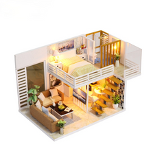 Load image into Gallery viewer, DIY Dollhouse Miniature with Furniture, Children's Wooden Educational Toys Manual Assembly Model Toy
