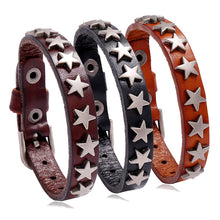 Load image into Gallery viewer, Retro Ornament New Five-Pointed Star Cattle Leather Bracelet Bracelet Bar Hip Hop Accessories
