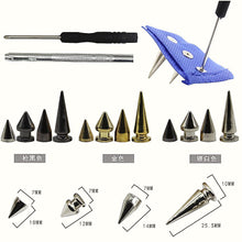 Load image into Gallery viewer, 180/80 Sets Punk Rivet Screw Back Studs and Spikes Kit with Tools Leather Craft Bullet Cone DIY for Leather collar Bracelet
