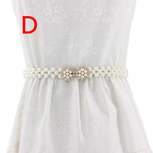 Load image into Gallery viewer, Women Chain Dress Belt Elegant Ladies Waistband Pearl Beads Elastic Belt Waist White Belt Stretchy
