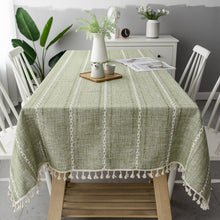 Load image into Gallery viewer, 3-Color Striped Embroidery Tablecloth Cotton Linen Fabric Tea Table Tablecloth Pad
