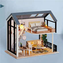 Load image into Gallery viewer, DIY Dollhouse Miniature Kit with Furniture, 3D Wooden Miniature House with Dust Cover, Miniature Dolls House kit
