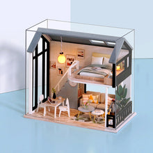 Load image into Gallery viewer, DIY Dollhouse Miniature Kit with Furniture, 3D Wooden Miniature House with Dust Cover, Miniature Dolls House kit
