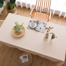 Load image into Gallery viewer, Embroidered Plaid Tassel Tablecloth Cotton Linen Linen for Rectangular Dining Table
