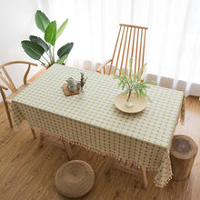 Load image into Gallery viewer, Embroidered Plaid Tassel Tablecloth Cotton Linen Linen for Rectangular Dining Table
