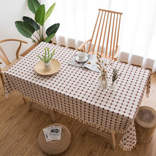 Load image into Gallery viewer, Embroidered Plaid Tassel Tablecloth Cotton Linen Linen for Rectangular Dining Table
