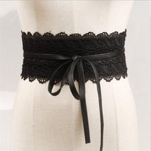 Load image into Gallery viewer, Ladies Wedding Dress Hollow Lace Tie Bow Wide Belt
